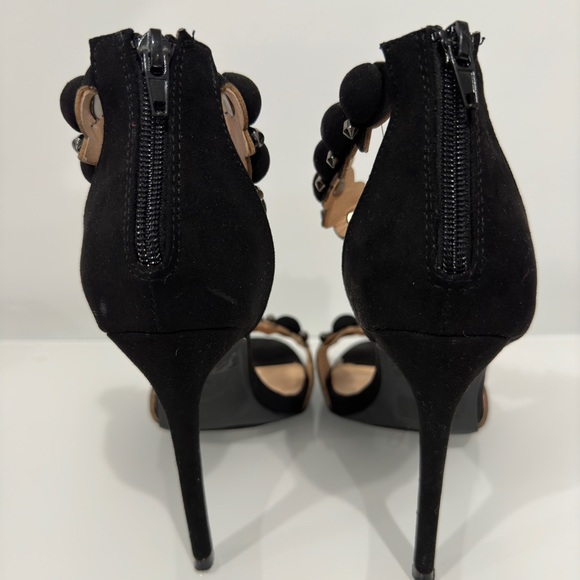 OLIVIA FERGUSON New Black Studded Ankle Strap Zip Heels 8 - Picture 2 of 5